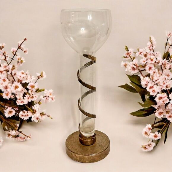 Godinger Silver Plated Spiral Vase Table Centerpiece Modern Decor - Picture 1 of 6